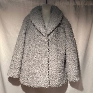 Faux Boucle Pale Blue Coat Size 14
